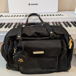 Star-Embellished Black Travel Duffel Bag by Ju-Ju-Be